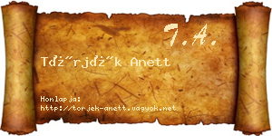 Törjék Anett névjegykártya